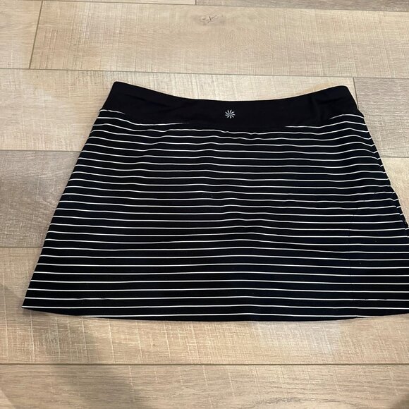 ATHLETA WOMENS BLACK WHITE STRIPED SKORT SIZE LARGE - Picture 6 of 8